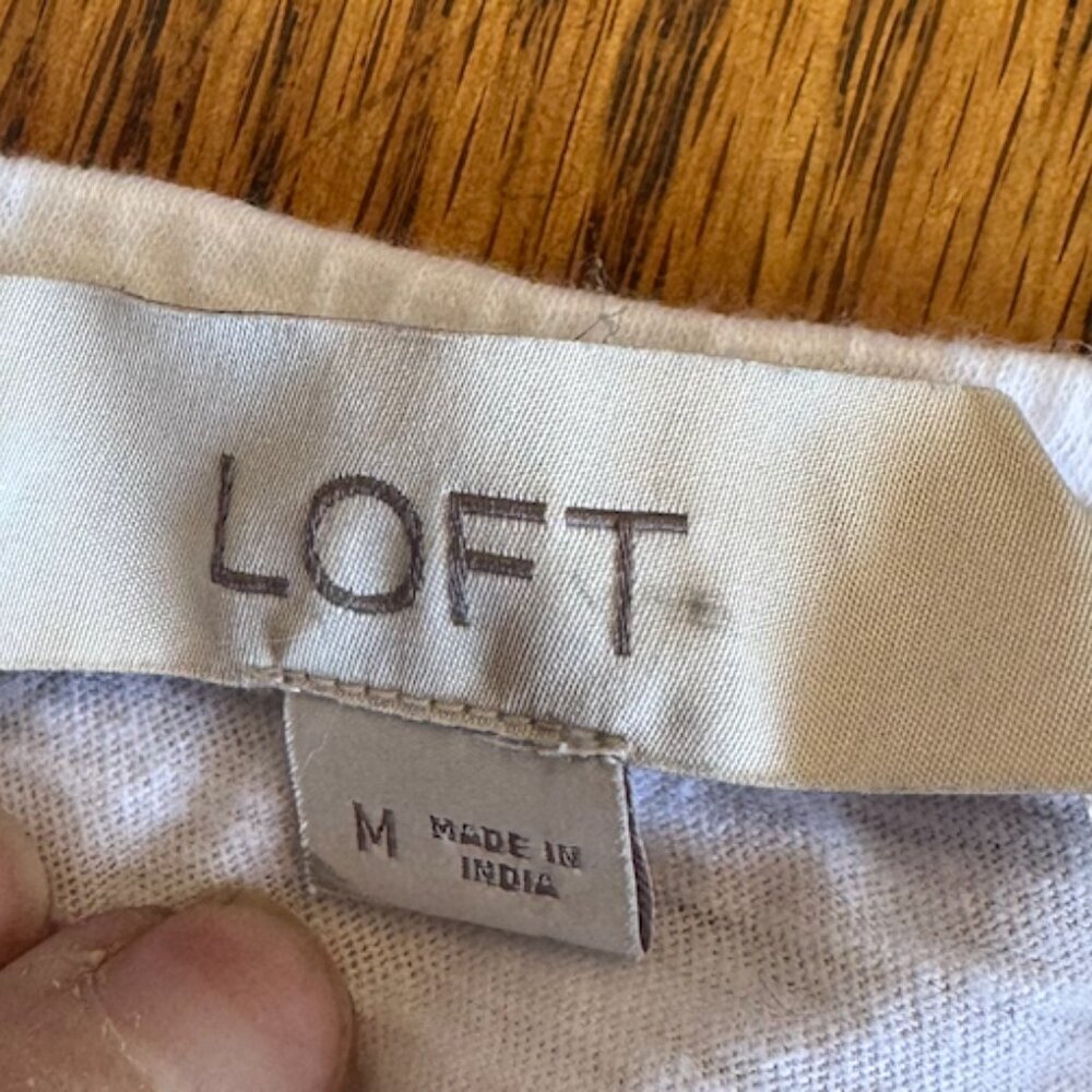 LOFT white eyelet embroidered short sleeve top Size Med. - Picture 3 of 4